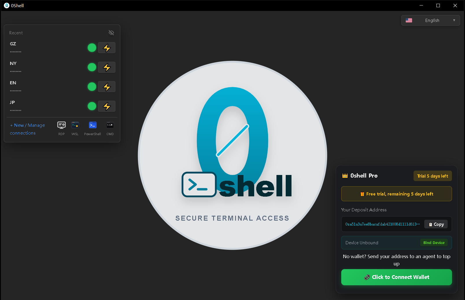 0Shell — 132 languages, SSH & RDP in one native window